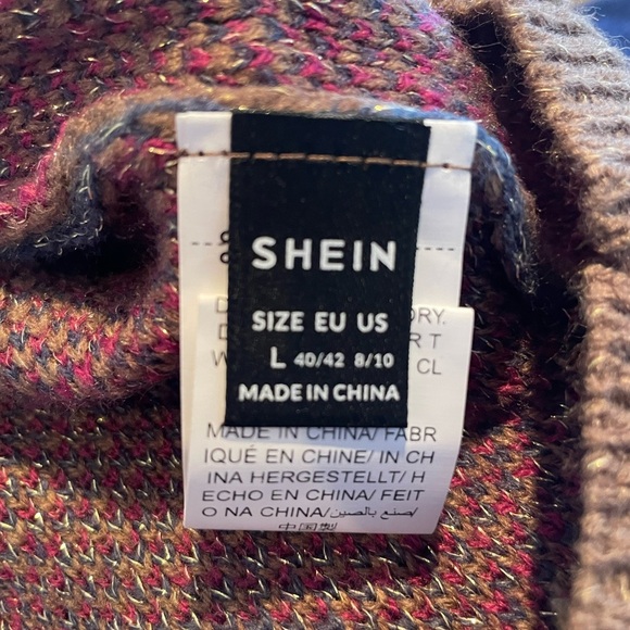 SHEIN Cardigan Size Large Pretty Button Detail Brien Pink Blue Pattern Shimmer - Picture 4 of 11